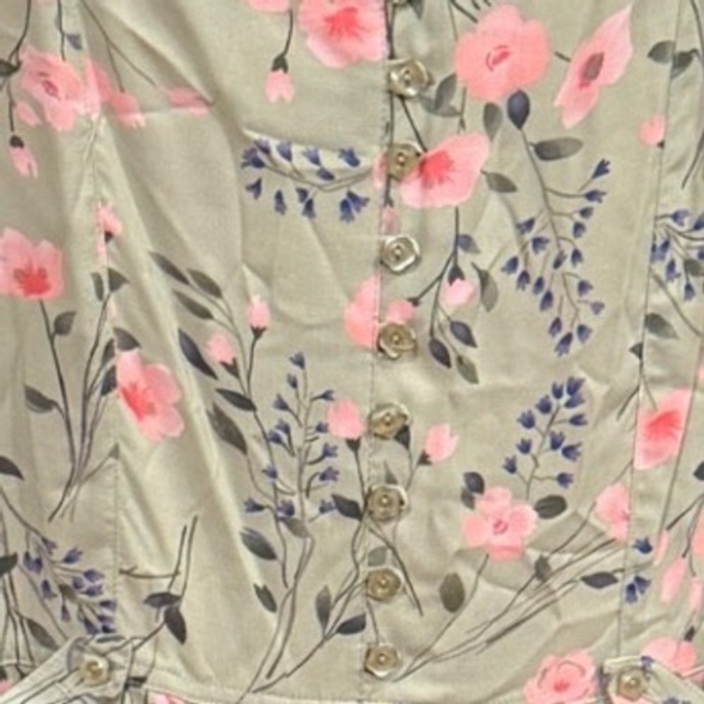 Vtg 90s Erika Woman Floral Midi Dress 3X Sage Pink Trad Wife Midi Modest cottage - Picture 5 of 5